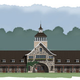 Pen and Ink with Digital Color. Equestrian Complex Coceptual Pen and Ink with Digital Color. Equestrian Complex Coceptual